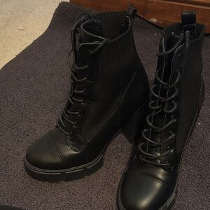 Black Women's Lace-Up Ankle Boots